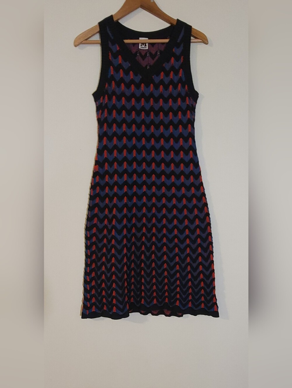 Missoni Black Chevron Knit Top with Blue & Red Accents